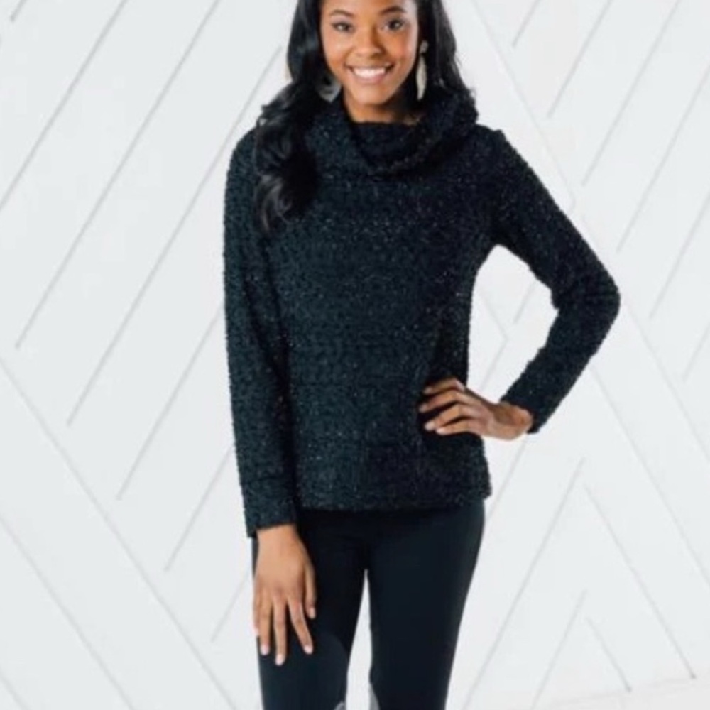 Sail to Sable Sparkle Cowl Neck Sweater